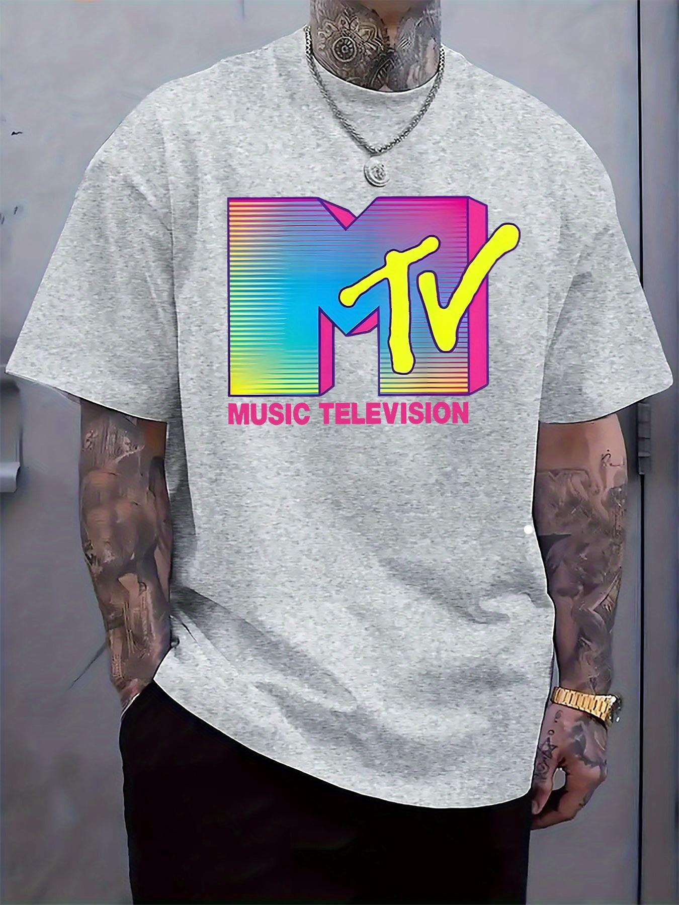 Black MTV Graphic T-shirt - Casual Crew Neck XL
