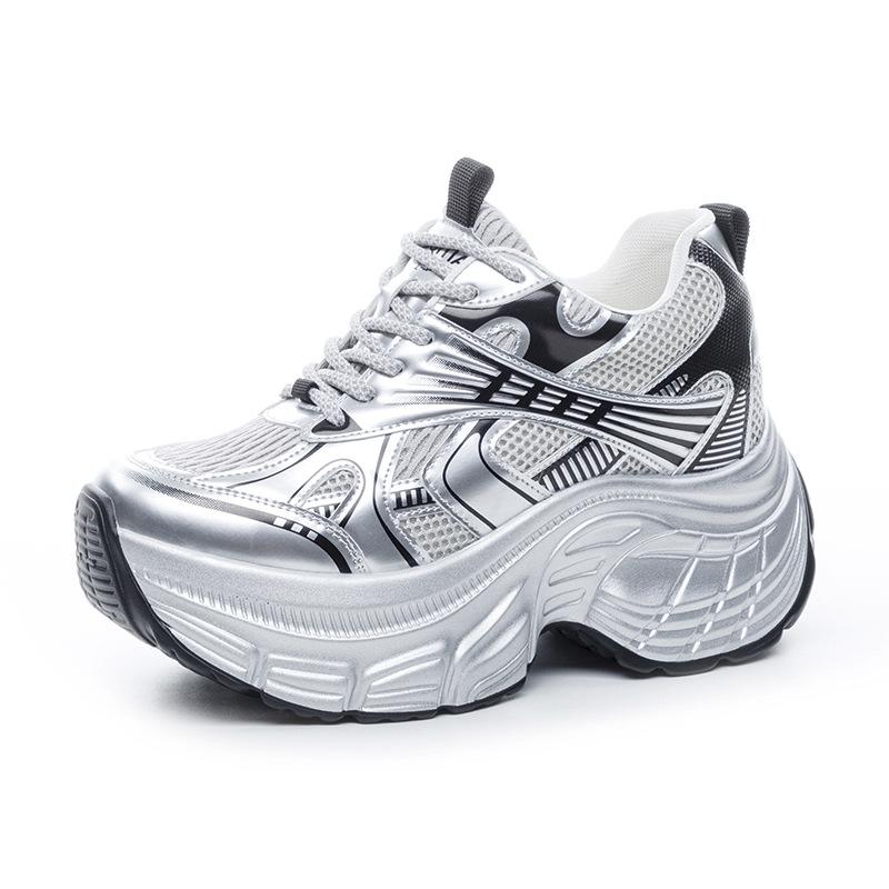 Women's spring and summer new fashion mesh shoes casual sports shoes versatile thick-soled inner height-increasing women's shoes
