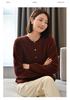 Women's Pure Wool Knit Cardigan, 2024 Autumn/Winter, Round Neck, Loose Fit, Versatile Long Sleeve Sweater.