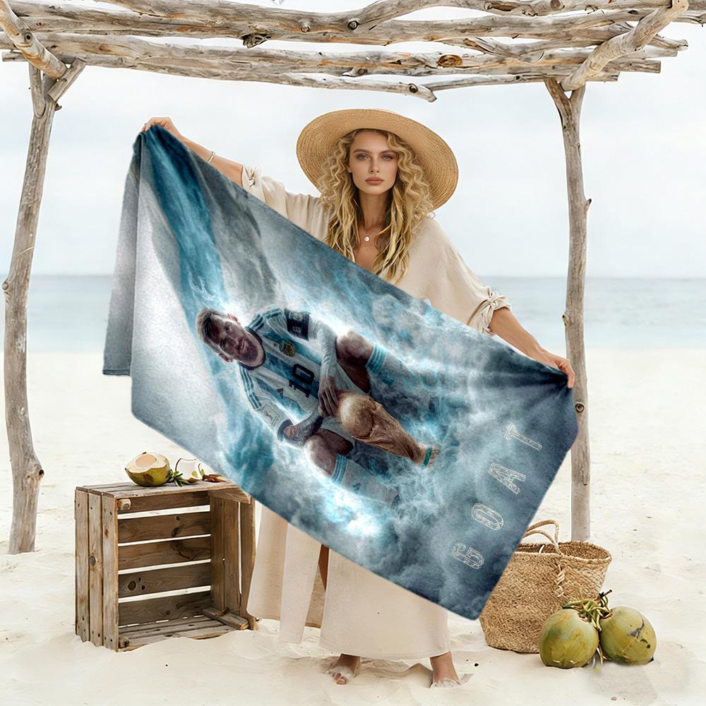Football Messi Beach Towel Quick-Dry Soft Microfiber Comfortable Lightweight Portable for Swimming,Beach,Camping, Travel, Beach Accessories,Gym