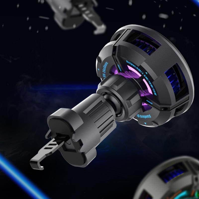 15W Fast Charging Phone Mount Support Rack Holder with Semiconductor Cooling System and Colorful Lighting for Smartphone