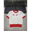 2025 Spring Red Letter Jacquard Short Sleeve Pullover Top