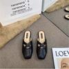 Wind Bag Head Sandals Women Wear Retro Versatile Square Head Cross with Shallow Mouth, Empty Bag Head Half Drag