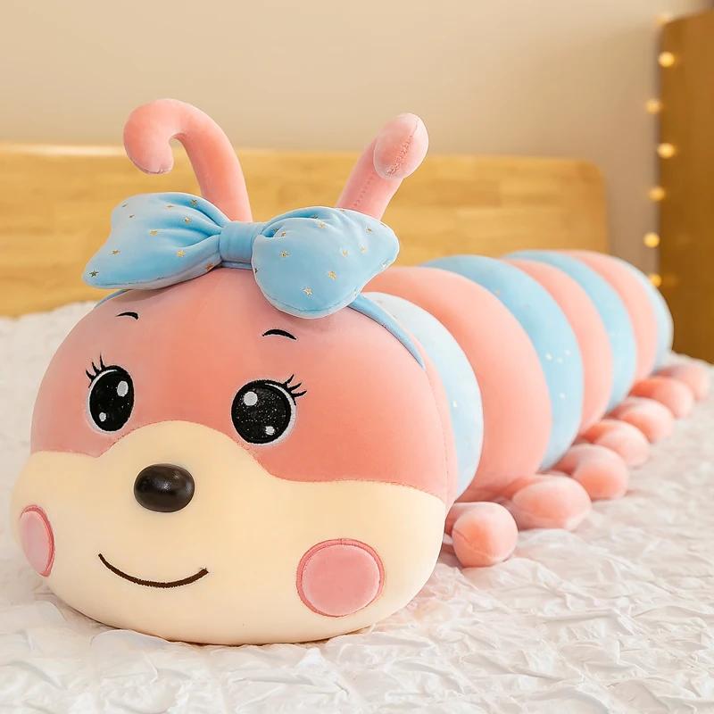 120cm Leuke Strik Rups Kussen Lange Pop Pluche Speelgoed Meisjesbenen Slapen Op Het Bed Pop Schattig 55cm