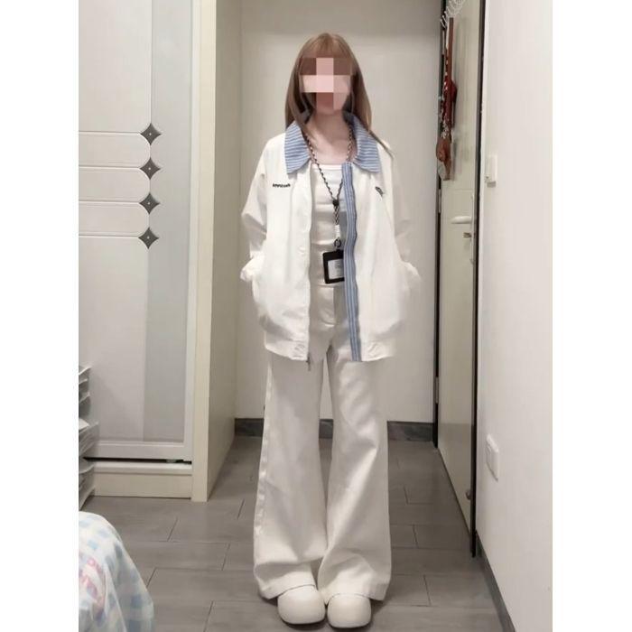 2025 Women s Embroidered Plaid Patchwork Lapel Baseball Jacket for Early Autumn/Winter 2XL [For 135-160 kg]