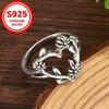 Fashion S925 Sterling Silver Antique Silver Heart-shaped Carved Flower Ring for Women Wedding Engagement  Gift
