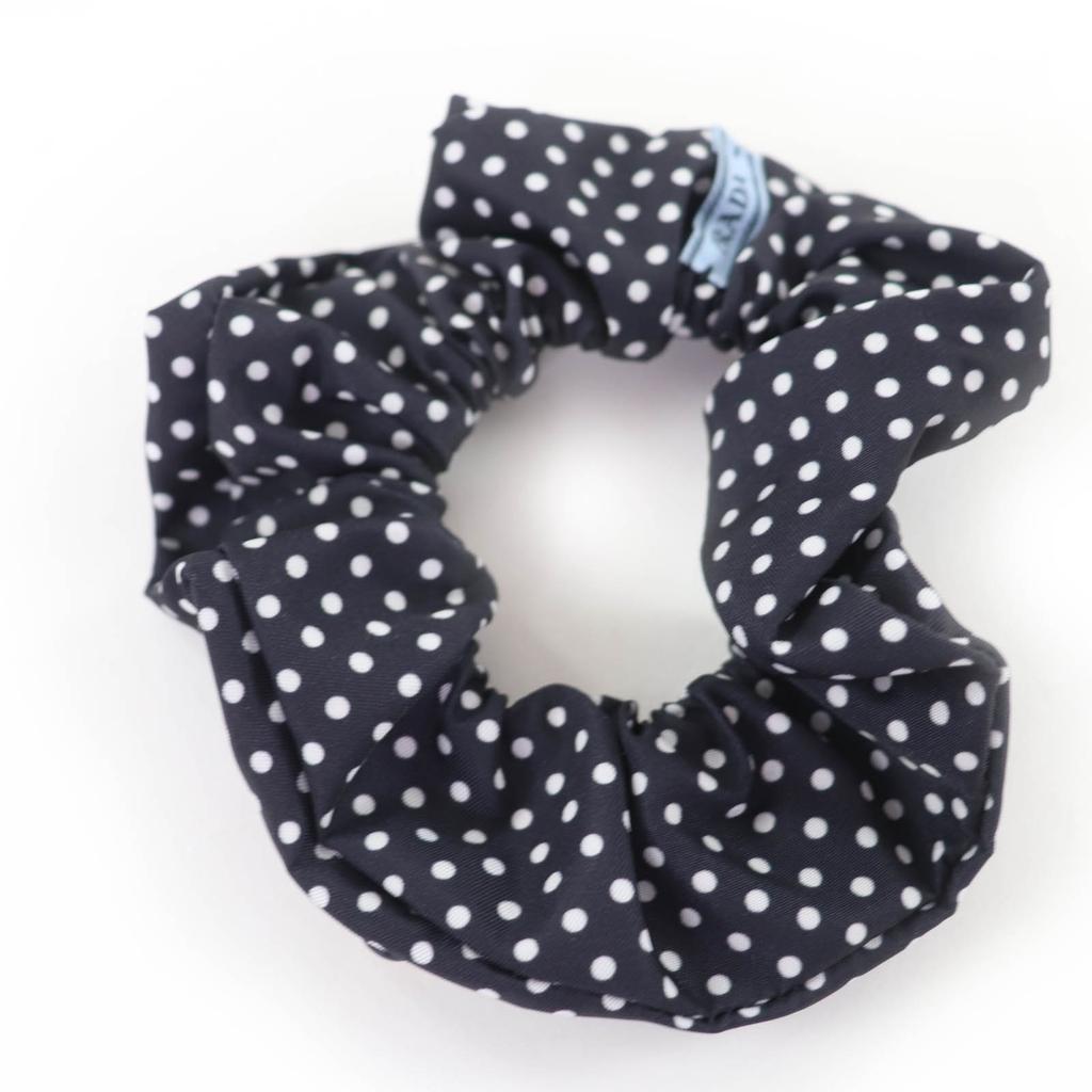 Pristine PRADA hair accessory Triangle logo Tessuto dot pattern scrunchie 1IF015 Used