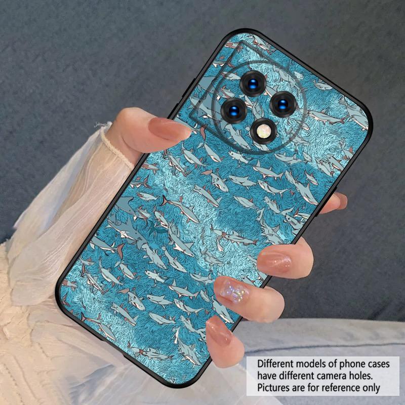 Cartoon Blue Shark For Oneplus 8T 9 9R 10 Pro 11 12 13 13R 5G ACE 5 Nord2 4 CE 3 4 Lite N20 SE N200 silicone soft phone case
