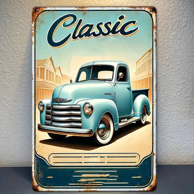 Dekorace místnosti  Vintage Klasické auto Kovový plechový znak  Železo  Tisk Retro Nástěnné umění do Kuchyně Jídelny Baru Pánské doupě Ga