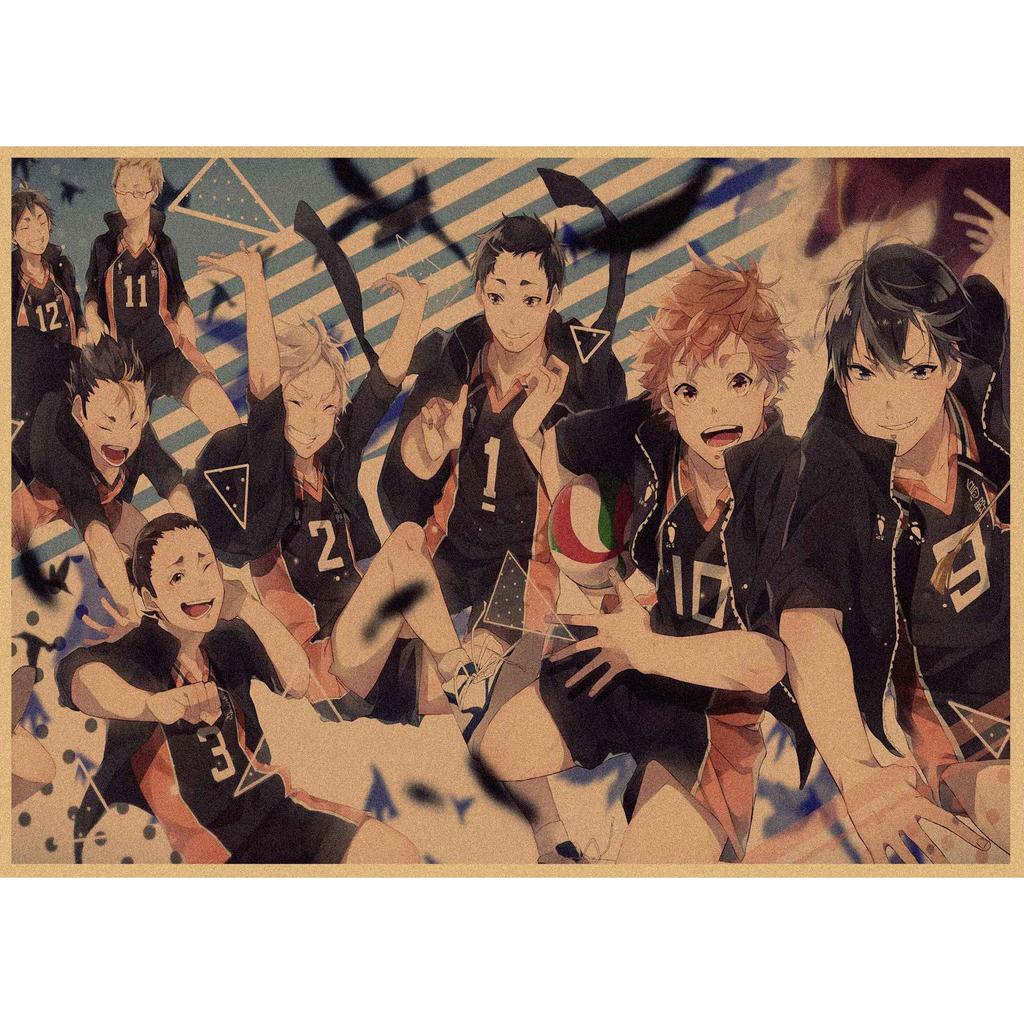 Haikyuu!! Retro Kraft Poster: Hinata Shoyo & Kageyama Tobio Decorative Wall Art
