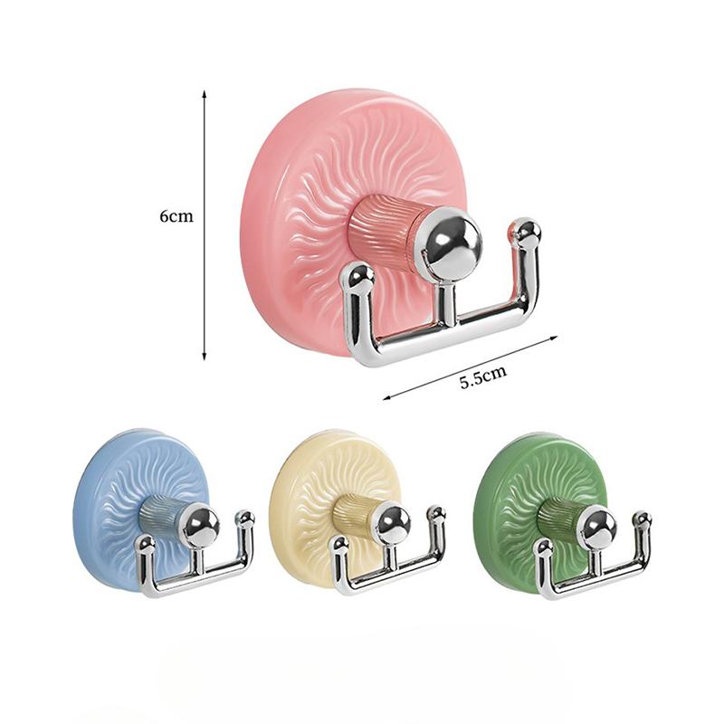Suction Cup Hook Cute Adhesive Hook Bathroom Door Hanging Rack Kitchen Double Headed Strong Load-bearing Adhesive Hook Key Hooks