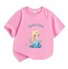 Kids Girls Boys Cute Queen Elsa Cartoon Print T Shirt 100% Cotton O-Neck Short Sleeve Casual Summer Tee Tops Soft Breathable Lightweight Warm Child To