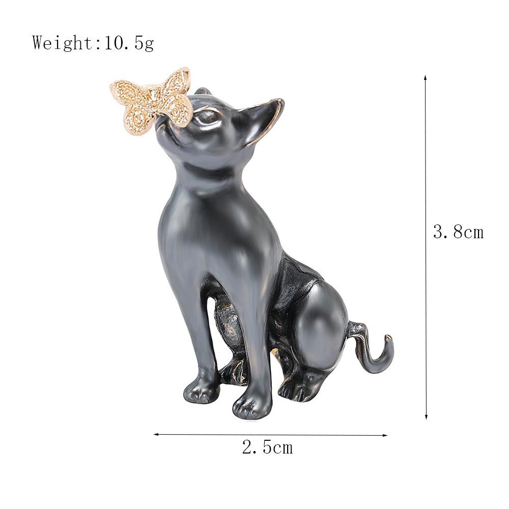 Broche Mignonne Émail Papillon & Chat Persan Style Coréen