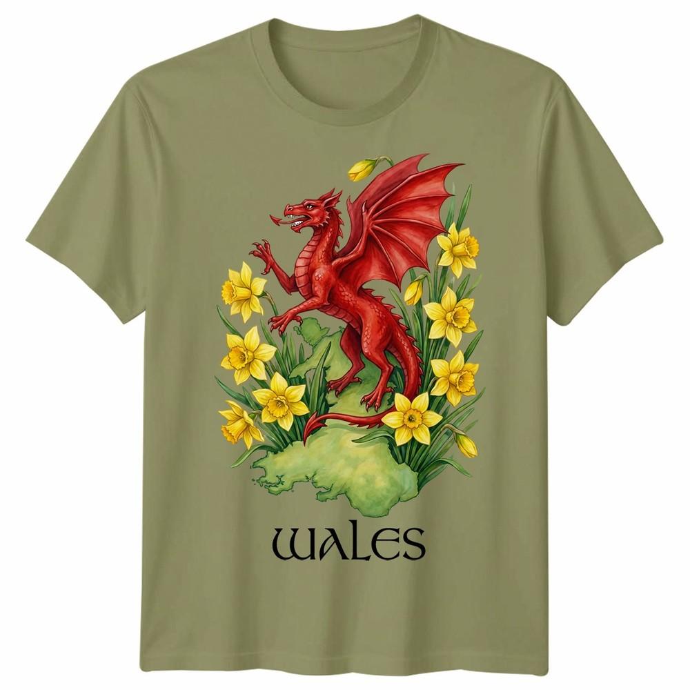 St Davids Day Welsh Flag Dragon Daffodil Wales Festival T Shirt Unisexs Kids Unisex