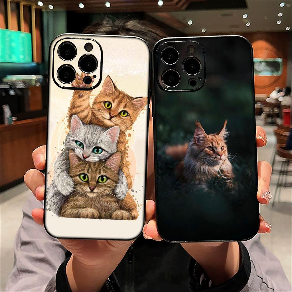 For Samsung Galaxy S25 S23 S22 S24 FE Ultra Plus A56 A05 A06 A15 A16 A57 S7 Edge Phone Cover Case Cat Meow