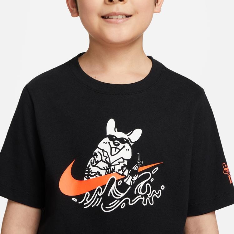 Nike Cartoon Pattern Printed Round Neck Short Sleeve T-Shirt Kids Tops Black FV1132-010
