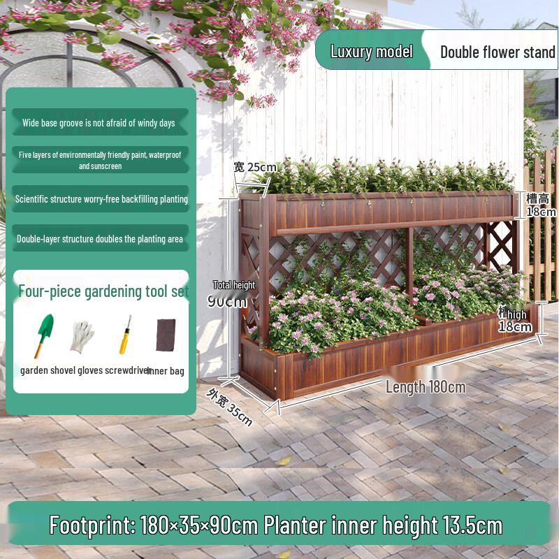 Nuoshuer Outdoor Solid Wood Planter Box with Partition