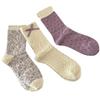1/3 Purple Floral Socks Children's Middle Socks Autumn Cute White Bow Middle Socks Sweet Retro Lace Socks