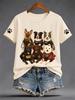 New Women's Streetwear Short-Sleeve T-Shirt Minimalist-Style Graffiti Pig Print Top Stylish and Comfortable Short-Sleeve Shirt