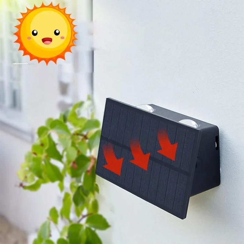 Solar LED Outdoor Garden Light Waterproof Solar Powered Lamp Super Bright Courtyard Balcony Wall Lamp Stairs Lighting Fixtures