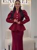2025 Elegant Solid Color Two-Piece Set: Top + Skirt