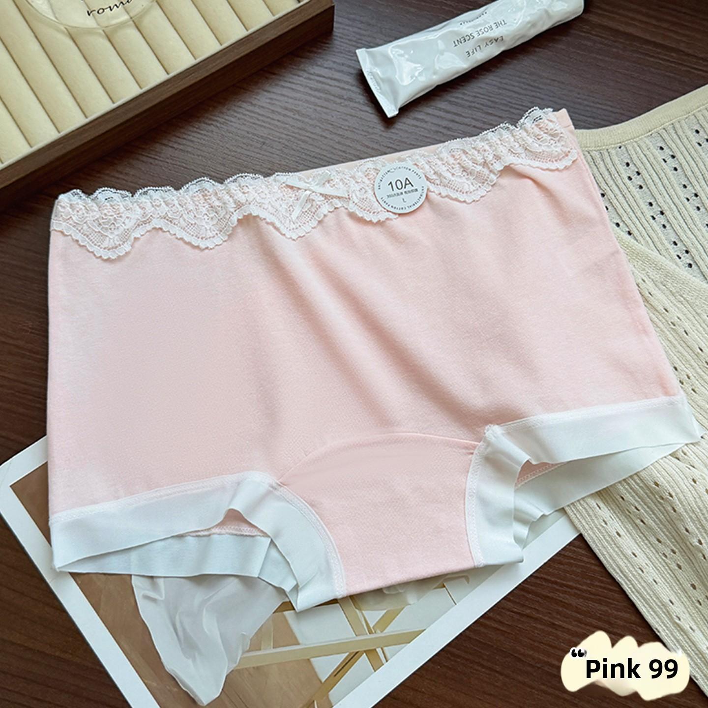 Women s New Summer Sweet Fresh 10A Anti  Bacteria Cotton File Mid  Waist Flat Angle Briefs M розовый