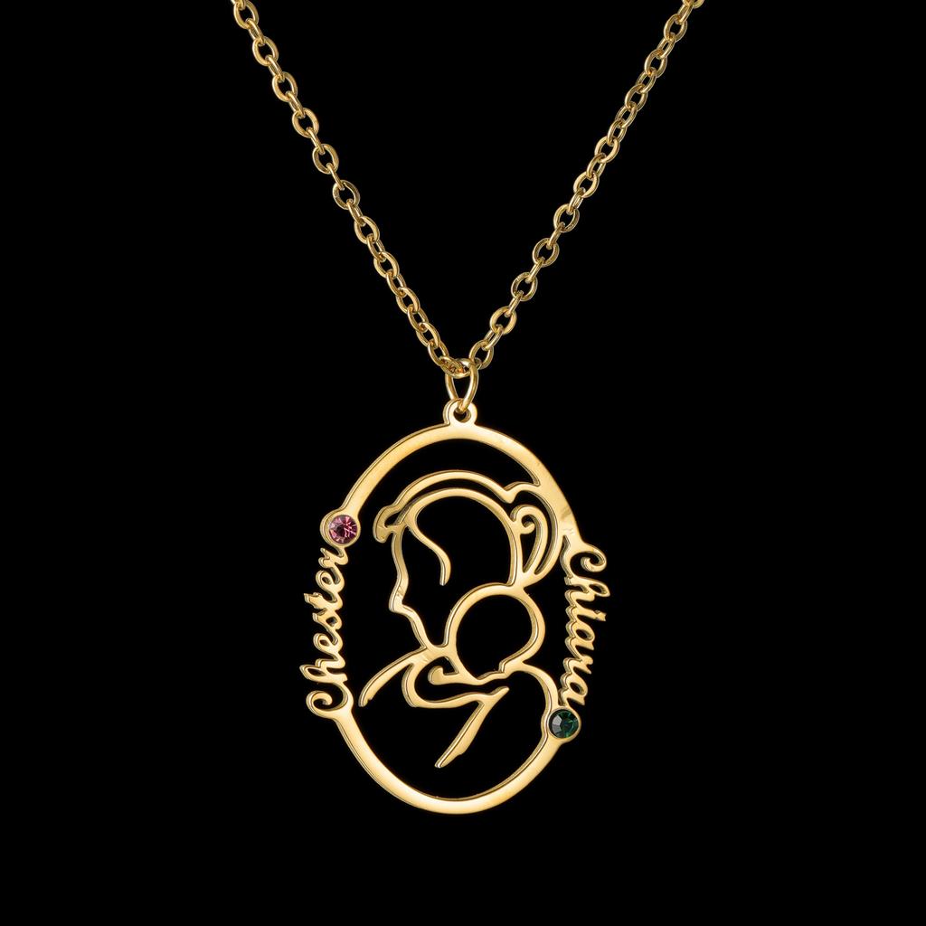 Atoztide Custom Name Necklace for Women Zircon Heart Stainless Steel Jewelry Choker Chain Personalized Mother Kids Birthday Gift