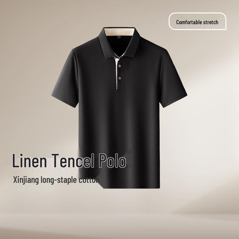 Hodo Men s Casual Cotton-Linen Blend Polo Shirt XL