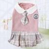 Bowtie Pet Cat Dress Polyester Spring Pet Clothes New Puppy Plaid Skirt  Spring Season