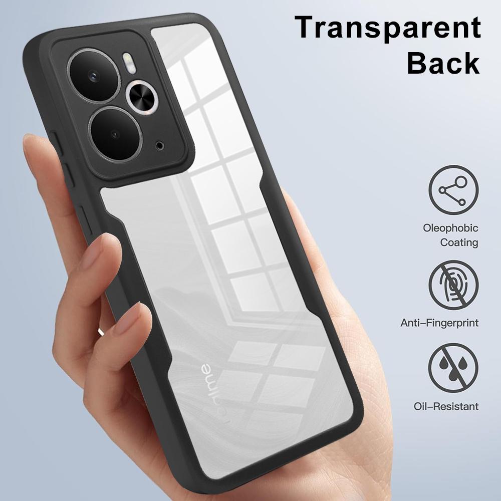 For Realme 14 5G Case Acrylic+TPU Clear Phone Cover with PET Screen Film