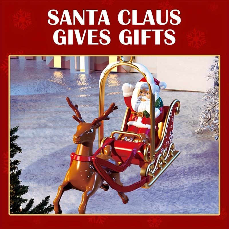 Rotating Christmas Tree Star Topper Carousel with LED Lights & Music Santa Claus Home Decorations USB-Powered 2026 New Year Holiday Decor