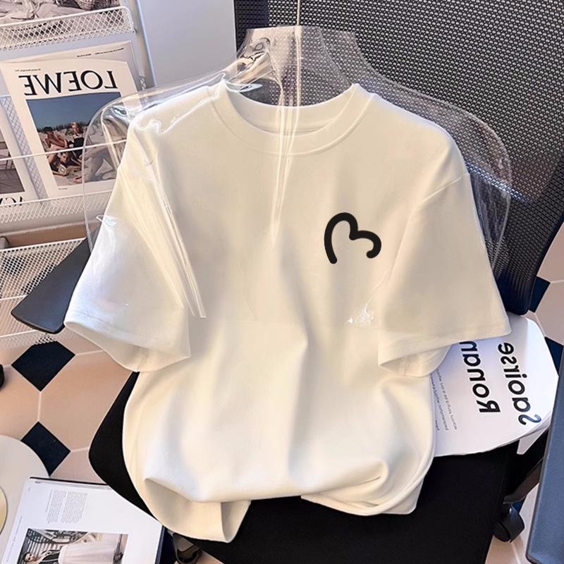 

Жіноча біла футболка з чистої бавовни з відкритими плечима та короткими рукавами - Новий літній стиль 2025, простий вільний дизайн L