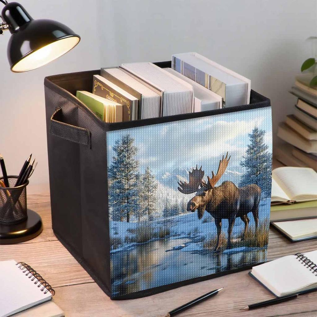 A Deer Drinking Water 5D Diamond Painting Storage Basket Full Round Drill Mosaic Diamond Embroidery Cross Stitch Kits Home Decor Home Decor