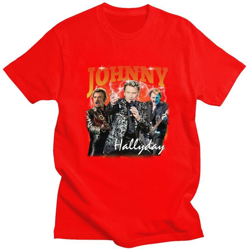Custom Johnny Hallyday T Shirt Men Short Sleeves 100 Cotton Tshirt Casual French Singer Rock Music Tee Tops Fashion Tshirt