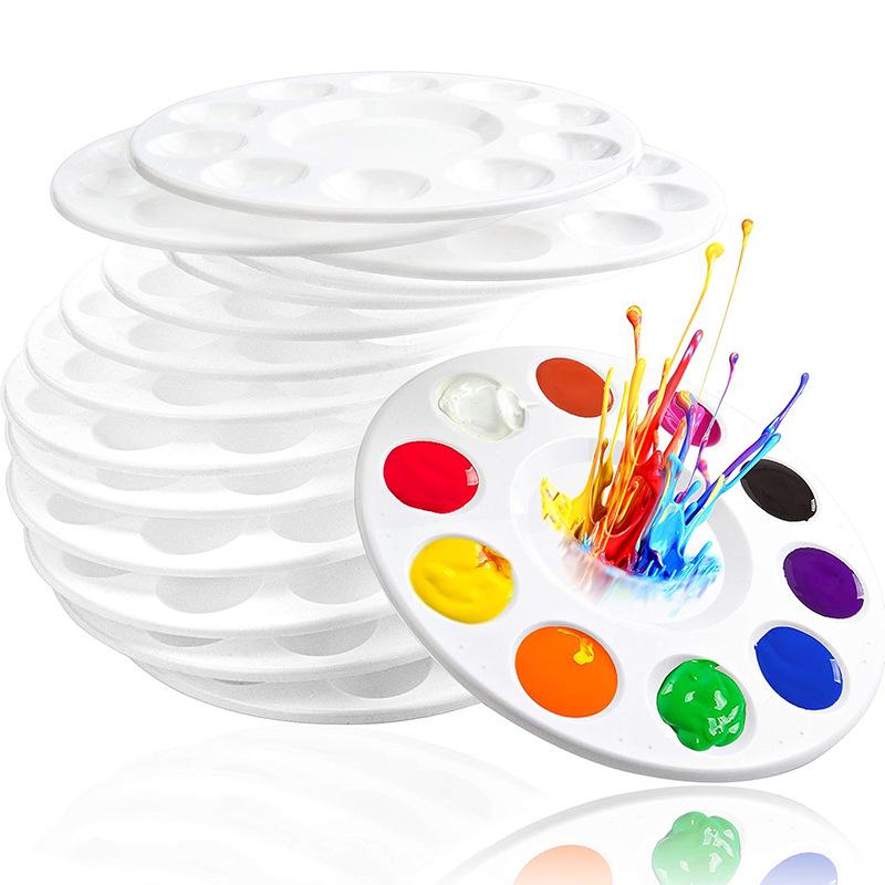 "Children's White Plastic Painting Palette: Plum-Shaped Acrylic & Watercolor Tray"