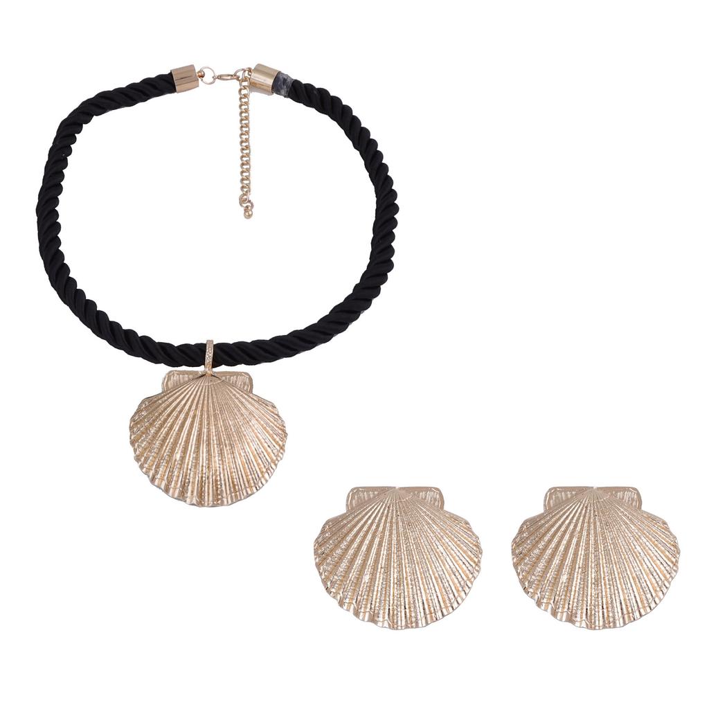 European and American Simple Fashion Exaggerated Individual Cold Wind Alloy Shell Pendant Necklace Trendy Temperament Holiday Style Woman