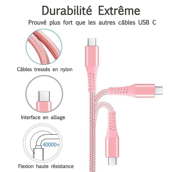 Câble USB Type C [2M,Lot de 2] Chargeur Cable 3A Charge Rapide Nylon Tressé Ultra Solide Cordon pour Samsung Galaxy S21 S20 S8 [83]