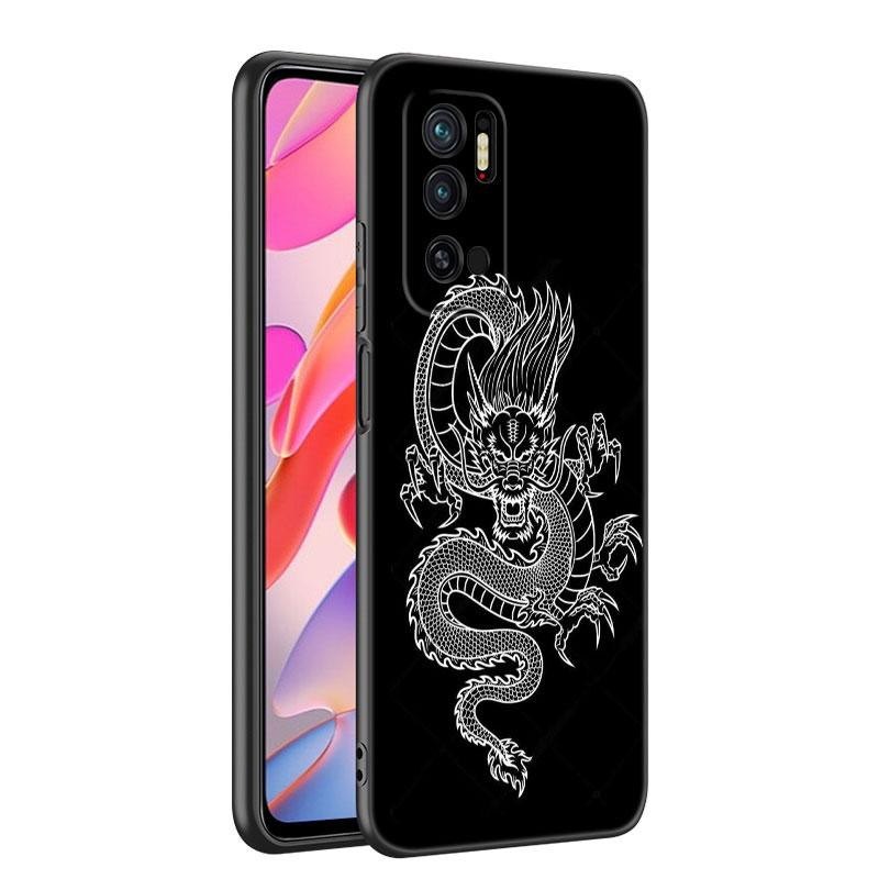 Blume Drachen Telefon Fall Für Xiaomi Mi A2 8 9 SE Hinweis 10 10T 11 12 Lite 9T 11T 12S 12T Pro A3 6X 12X Weiche TPU Schwarz Abdeckung