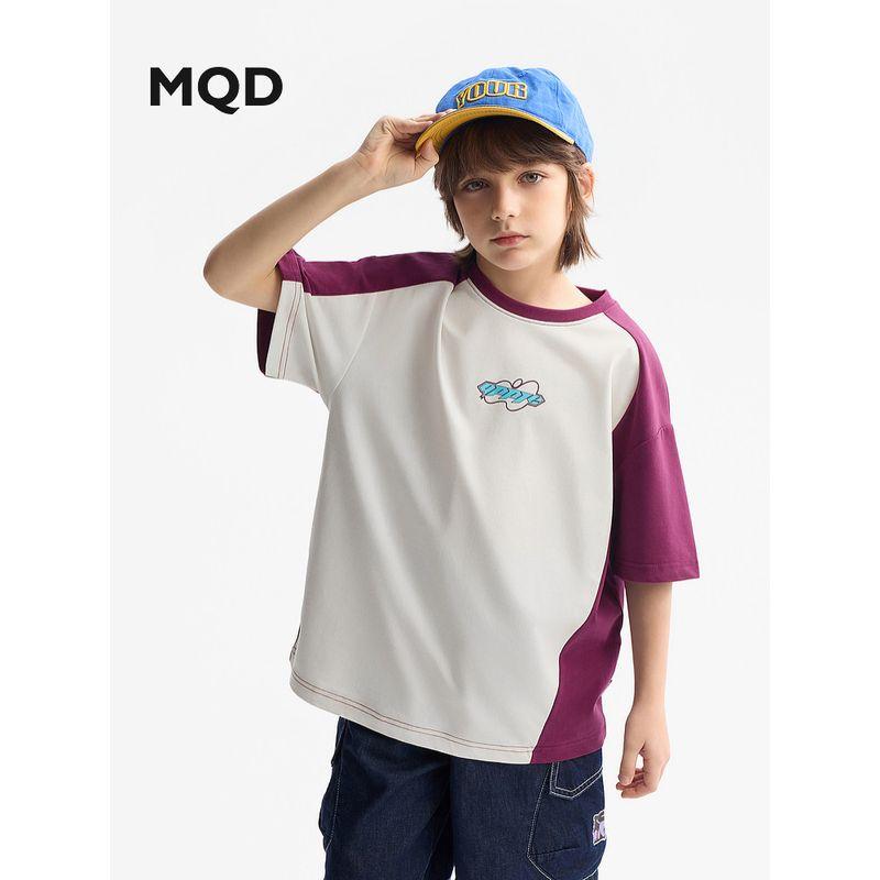 and Quick-Drying] Mqd Children's Clothing Boys' Short-Sleeved T-Shirt Summer New Style Children's Color-Blocking Short-Sleeved T-Shirt