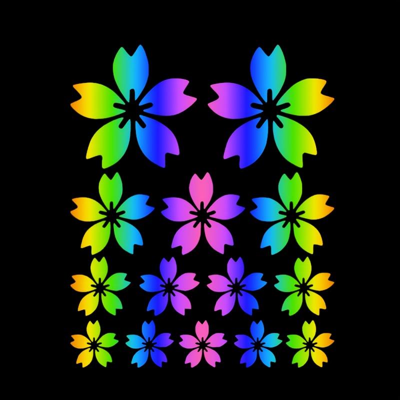 14Pcs 2D Flat Cherry Blossom Stickers, Waterproof Sakura Floral Decals, Universal DIY Decor for Car Motorcycle Helmet