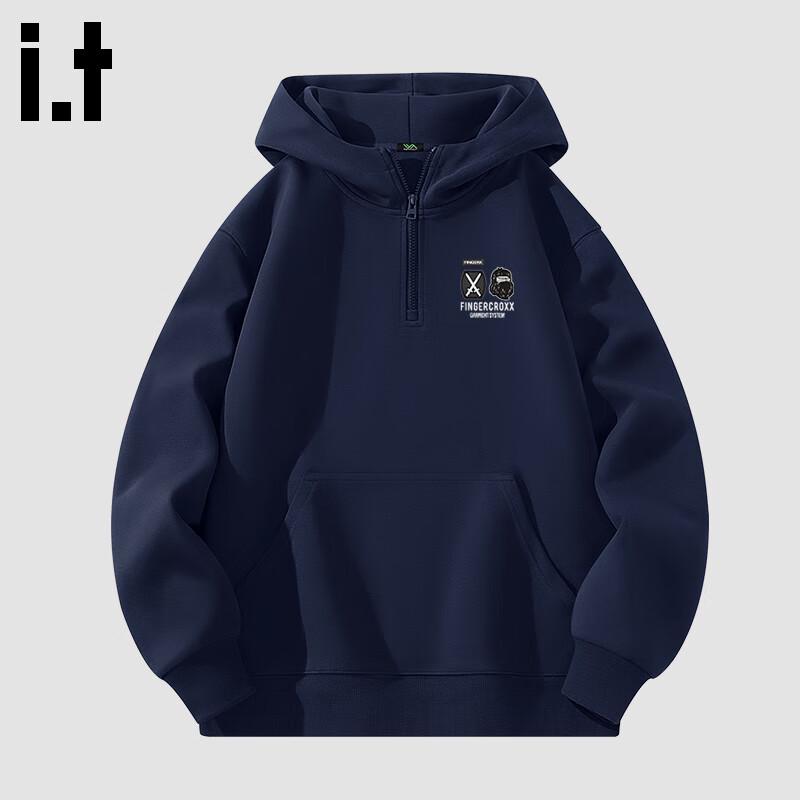 Fingercroxx Herren Kapuzenpullover mit halbem Reißverschluss