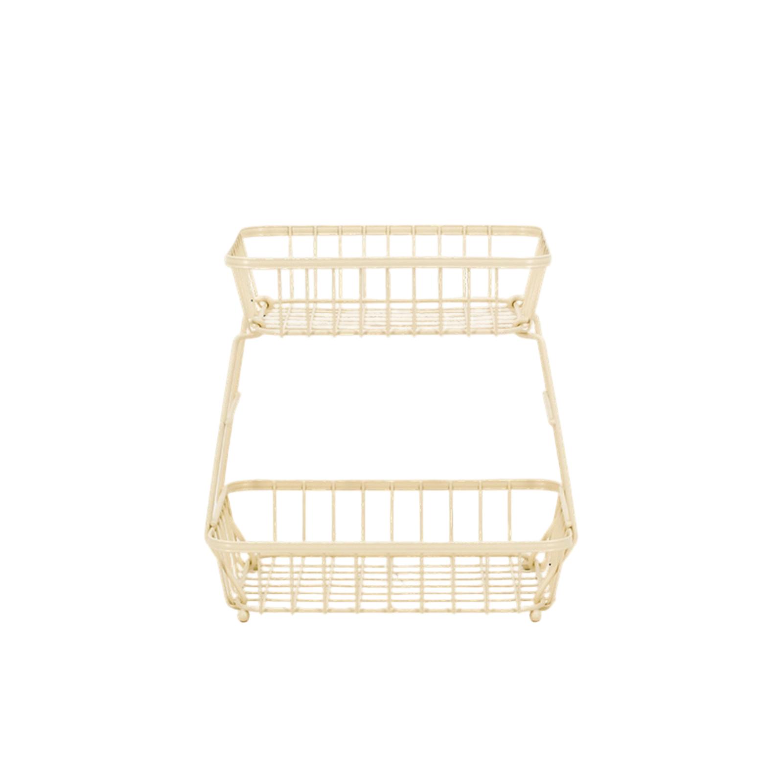 Detachable Two-Tier Metal Wire Fruit Basket Kitchen Countertop Storage Rack for Living Room Tabletop Organization and Display One Size белый