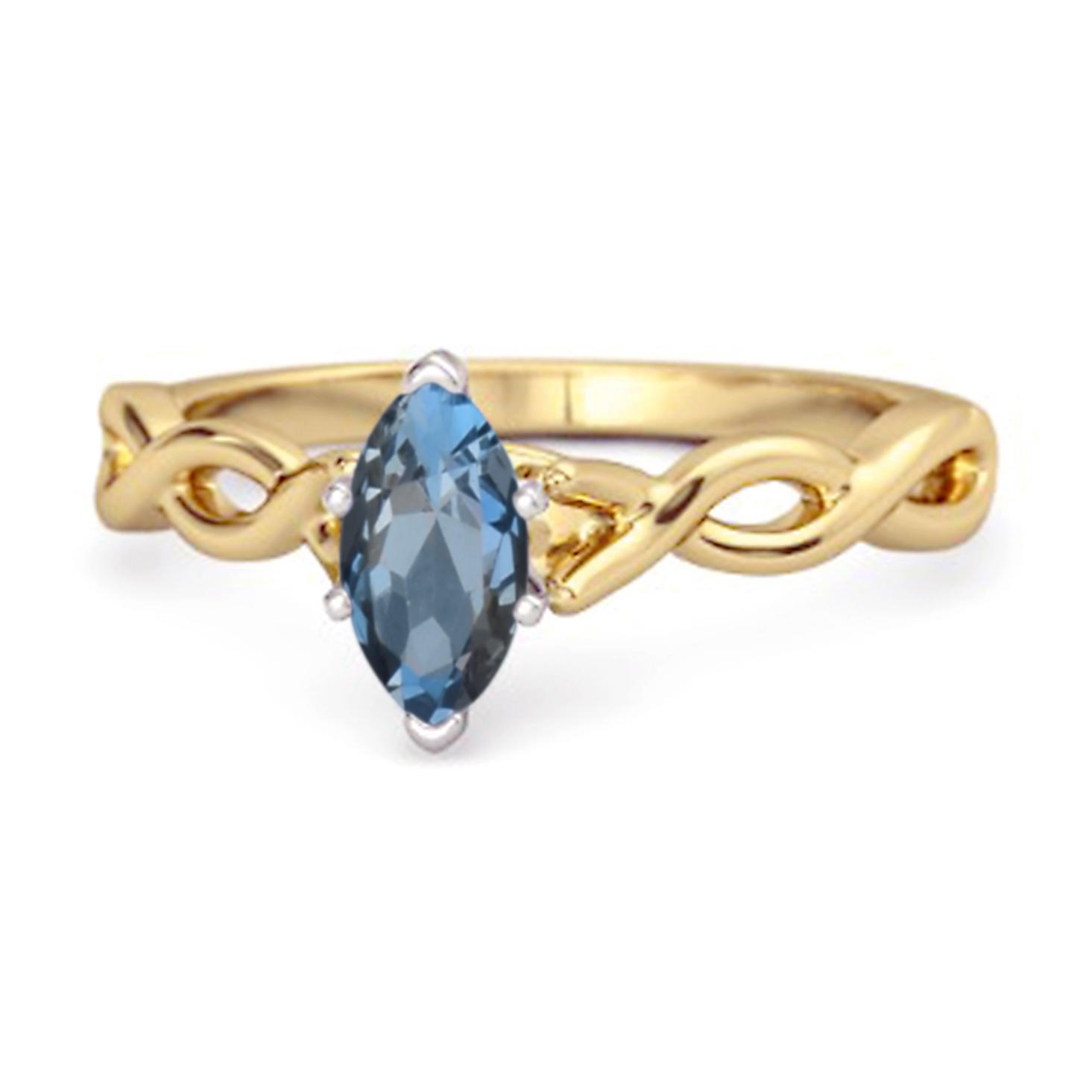 London Blue Topaz Marquise Ring - 925 Sterling Silver Gold Vermeil 11 жёлтый
