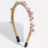 Luxury Woven Gold Thread Colorful Crystal Pearl Thin Headband Baroque Water Drop Gem Hair Hoop Wedding Banquet Hair Jewelry