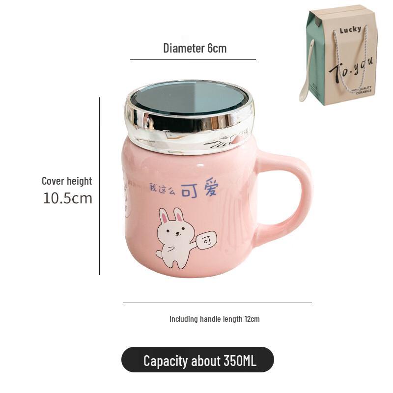 ZISIZ Ceramic Water Cup with Mirror Lid