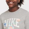 Nike Sports Lifestyle Series Round Neck Letter Print Long Sleeve T-Shirt Kids Tops Gray DR9629-063