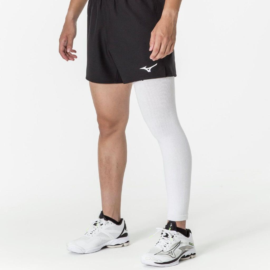 MIZUNO Volleyball Knee Support Super Long White x 1 pc (Unpadded, Unisex), Type, V2MYA011, Black,