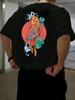 Japanese Koi Fish Mens Tshirt Loose Shortsleeved Summer Casual Pure Cotton Retro Clothing Suitable for Both Men Women