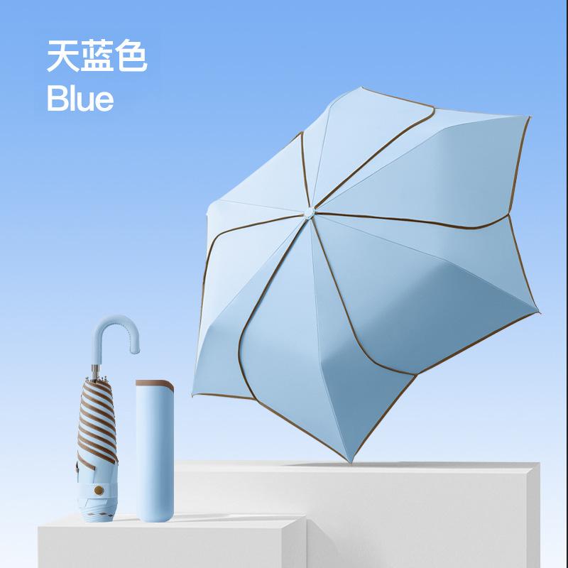 Three-fold Six-open Fresh Petals Anti-ultraviolet Weather and Rain Dual-purpose Creative Ultra-light Vinyl Folding Umbrella Umbrella Customization