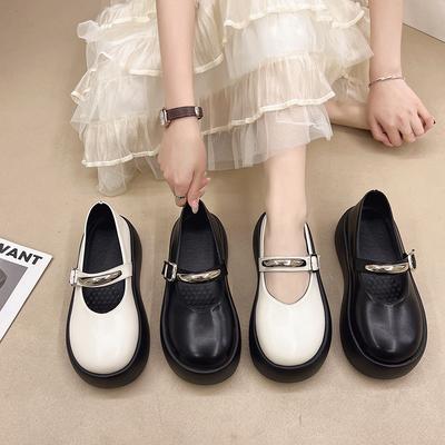 One Word with Mary Jane Single Shoes Women's Summer New Casual Versatile Single Shoes Outer Wear Platform One Pedal Single Shoes